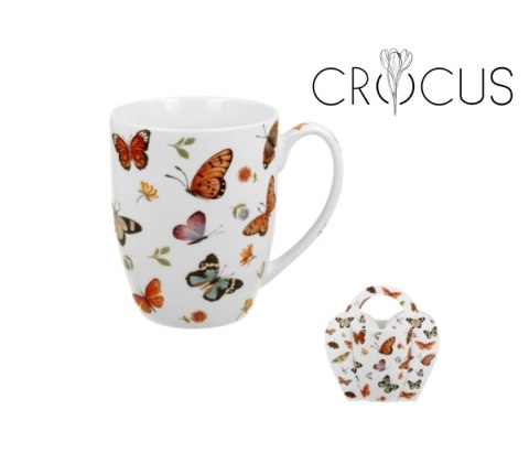 CROCUS KUBEK 350ML BUTTERFLIES W KOSZYCZKU K.4377