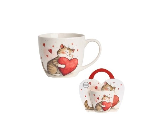 DUO KUBEK 460ML W KOSZYCZKU KOT Z ZABAWKĄ K.4765