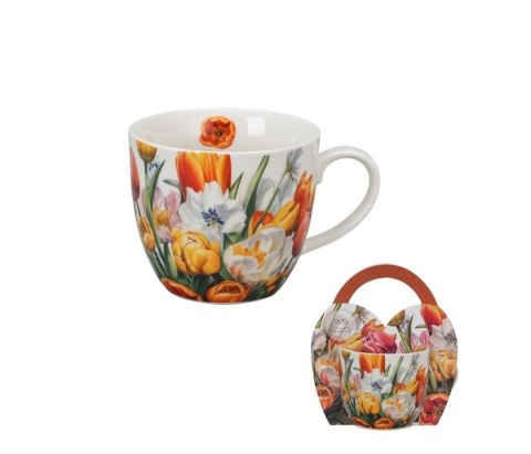DUO KUBEK 460ML W KOSZYCZKU - TULIPANY K.9983