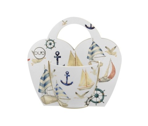 DUO KUBEK 460ML W KOSZYCZKU - ŻAGLÓWKI K.6395