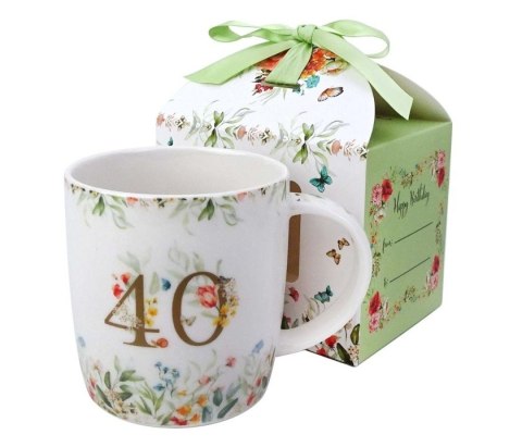 DUO KUBEK URODZINOWY "40" Z KOKARDĄ K.8183