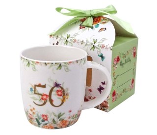 DUO KUBEK URODZINOWY "50" Z KOKARDĄ K.8190