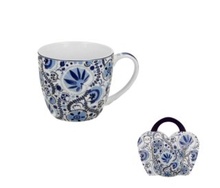 ETHNIC KUBEK 460ML W KOSZYCZKU NARESH BLUE K.6502