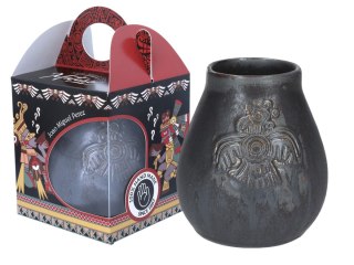 H. 100-1032 NACZYNIE CERAMICZNE DO YERBY METALICZN