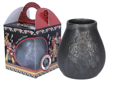 H. 100-1032 NACZYNIE CERAMICZNE DO YERBY METALICZN