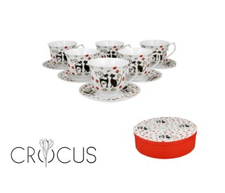 CROCUS KPL 6 FILIŻANEK ZE SPODKIEM KOTY ETNO 4278