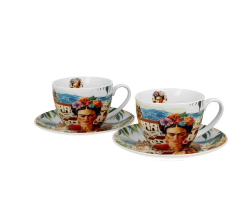 DUO KPL 2 FILIŻANKI SPOD. MEXICAN ART - RED K.0485