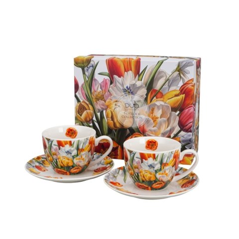 DUO KPL 2 FILIŻANKI ZE SPODKAMI TULIPANY K.0002