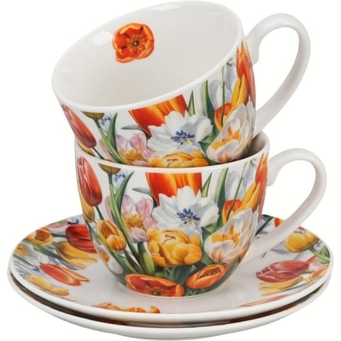 DUO KPL 2 FILIŻANKI ZE SPODKAMI TULIPANY K.0002