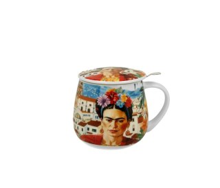 DUO KUBEK BARYŁKA ZAPARZACZ MEXICAN ART RED 0478