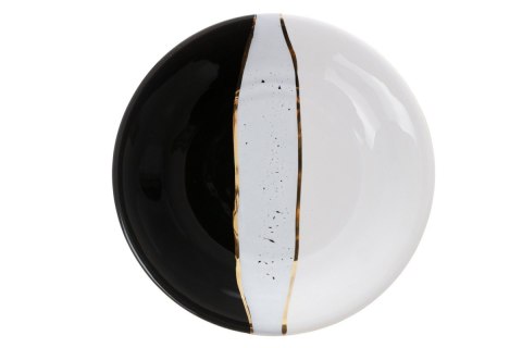 MIER. 1 SZTUKA TALERZ DESER 16 CM CZARNO-BIAŁE ZŁ