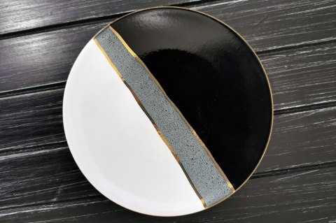 MIER. 1 SZTUKA TALERZ DESER 16 CM CZARNO-BIAŁE ZŁ