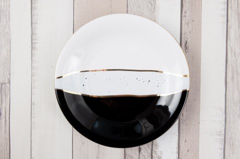 MIER. 1 SZTUKA TALERZ DESER 16 CM CZARNO-BIAŁE ZŁ