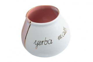 MIER. KUBEK ŚREDNI DO YERBA MATE BIAŁO-RÓŻOWY