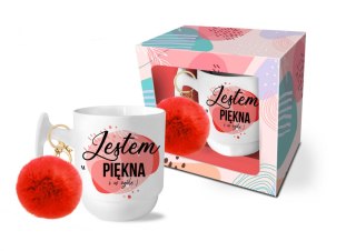 BG. KOBIECY Z POMPONEM KUBEK JESTEM PIĘKNA 5283