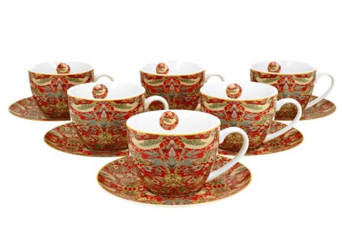 KPL 6 FILIŻANEK SPOD. MORRIS STRAWBERRY RED 8157