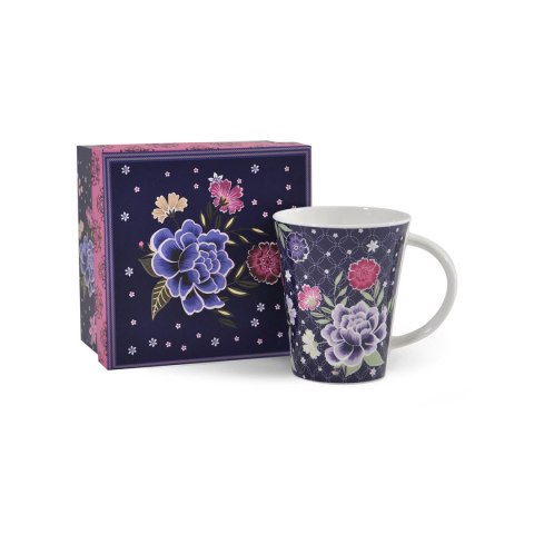 AX 444-087 KUBEK 360ML GRANATOWY W KWIATY