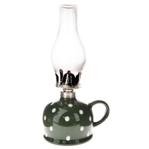DS KK174 CERAM. LAMPA NAFTOWA CIEMNOZIELONA KROPKI