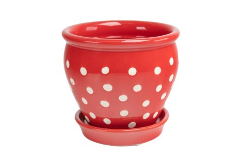 DS NIK22030 CERAMICZNA DONICZKA CZERWONA KROPKI