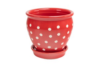 DS NIK22038 CERAMICZNA DONICZKA CZERWONA KROPKI