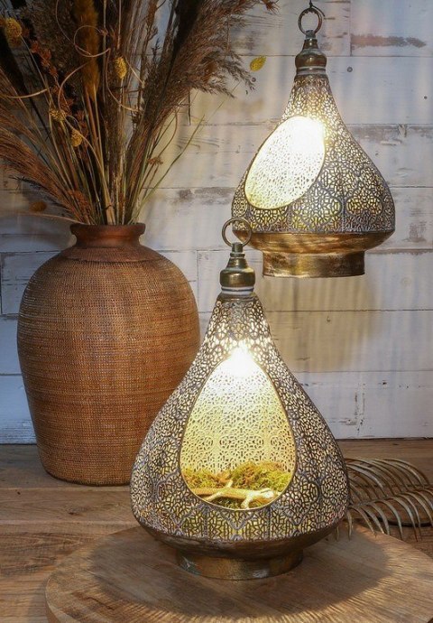 30021 LAMPA ZŁOTA MOROC. 25xh40cm