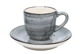 KERA FILIŻANKA 0,1L+ SPODEK BEL RUSTIC SZARY
