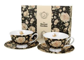 KPL 2 FILIŻANEK ROYAL ENGLISH ROSES BLACK K.4875