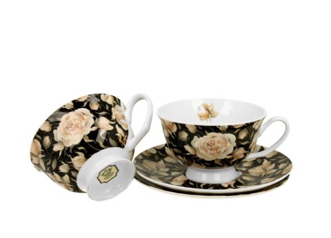 KPL 2 FILIŻANEK ROYAL ENGLISH ROSES BLACK K.4875