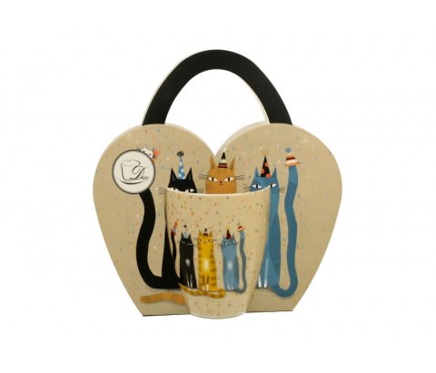 DUO KUBEK 350 ML W KOSZYCZKU KOCI PARTY K.6770