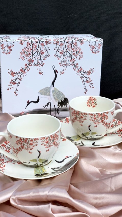 KPL 2 FILIŻANKI 280ML SAKURA I ŻURAWIE K.2390