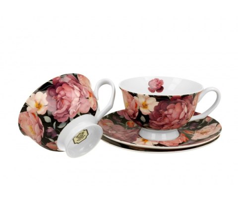 KPL 6 FILIŻANEK ROYAL SPRING ROSES BLACK K.7029