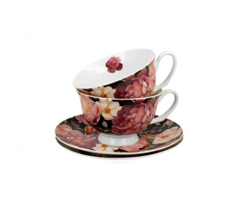 KPL 6 FILIŻANEK ROYAL SPRING ROSES BLACK K.7029