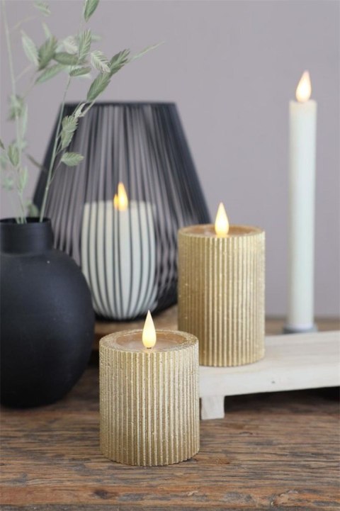 32632 ŚWIECA LED RUSTIC H10CM ZŁOTA