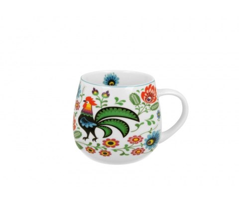 DUO KUBEK BARYŁKA ZAPARZACZ KOGUTY FOLK 5017