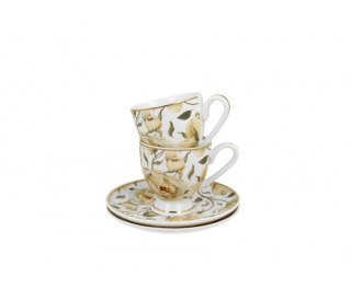 GOLDEN LINE 2 FILIŻANKI ESPRESSO ENGL. ROSES WHITE