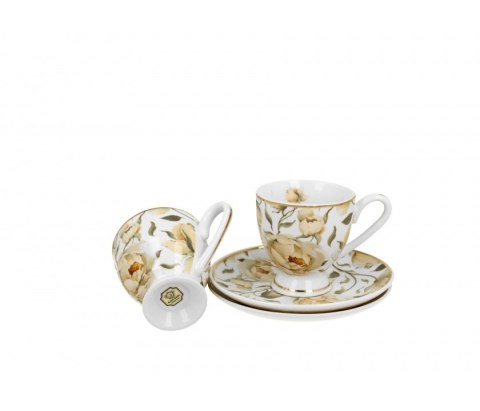 GOLDEN LINE 2 FILIŻANKI ESPRESSO ENGL. ROSES WHITE