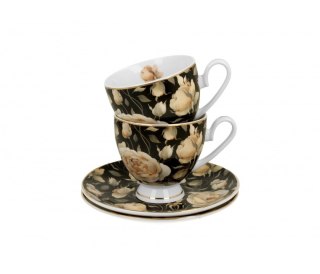 GOLDEN LINE KPL 2 FILIŻANKI ENGLISH ROSES BLACK