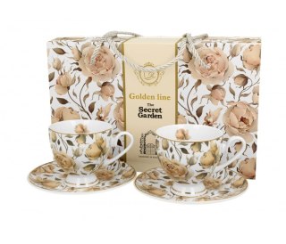 GOLDEN LINE KPL 2 FILIŻANKI ENGLISH ROSES WHITE