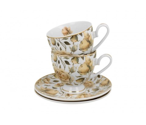 GOLDEN LINE KPL 2 FILIŻANKI ENGLISH ROSES WHITE