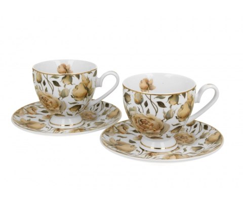 GOLDEN LINE KPL 2 FILIŻANKI ENGLISH ROSES WHITE