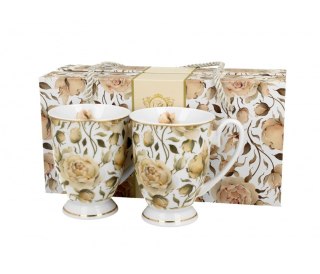 GOLDEN LINE KPL 2 KUBKI ENGLISH ROSES WHITE K.7943