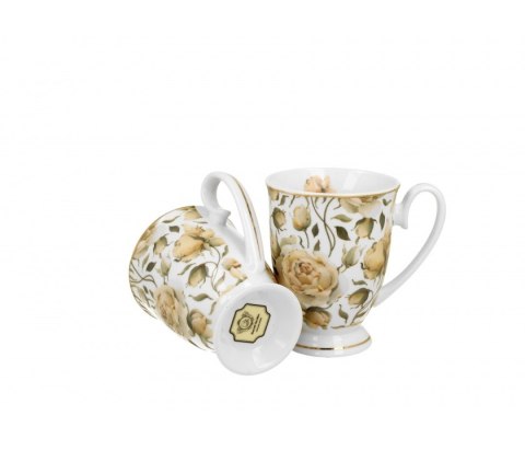 GOLDEN LINE KPL 2 KUBKI ENGLISH ROSES WHITE K.7943