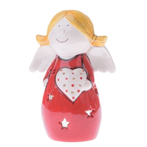 DS CVC24001 ŚWIECZNIK CERAMICZNY ANIOŁ CZERWONY