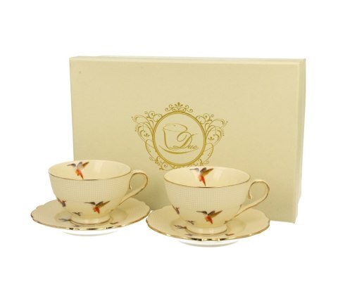 DUO ECRU KPL 2 FILIŻANEK ESPRESSO Z SPOD. KOLIBRY