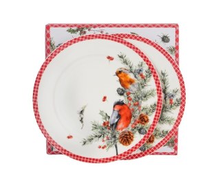 DUO KPL 2 TALERZE DESEROWE CHRISTMAS BIRDS K.2992