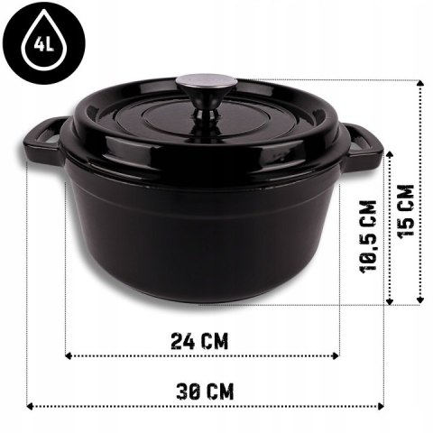 DE24-BLACK GARNEK ŻELIWNY 24CM CZARNY