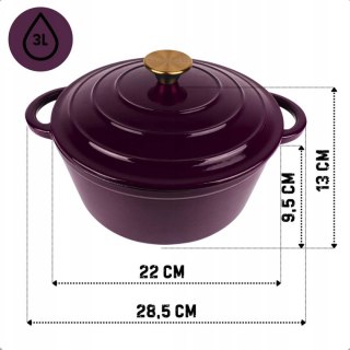 DQ22-EGGPLANT GARNEK ŻELIWNY 22CM BAKŁAŻANOWY