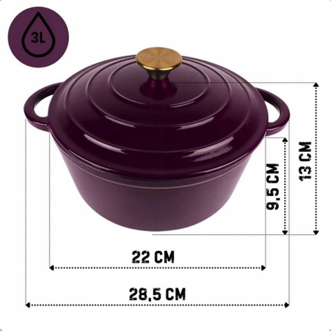 DQ22-EGGPLANT GARNEK ŻELIWNY 22CM BAKŁAŻANOWY