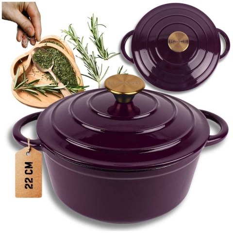 DQ22-EGGPLANT GARNEK ŻELIWNY 22CM BAKŁAŻANOWY
