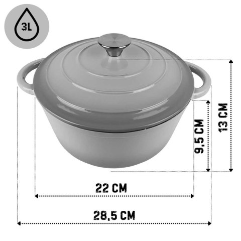 DQ22-GRAY GARNEK ŻELIWNY 22CM SZARY